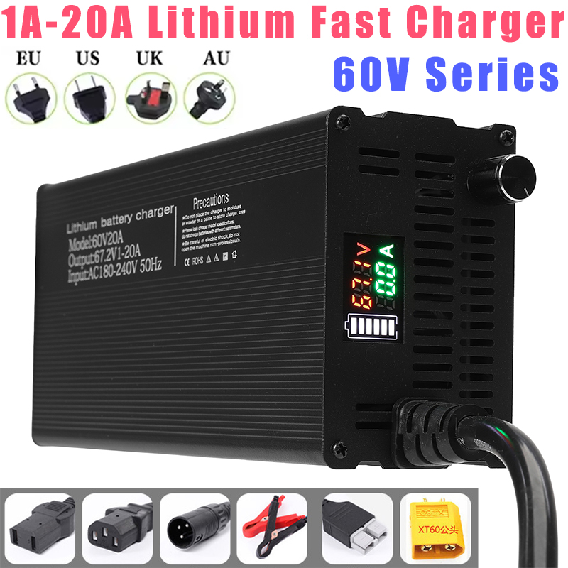 84V 20A Smart Charger - เครื่องชาร์จแบตเตอรี่ลิเธียม ปรับกระแสได้ 60V 1-8A 1-10A 1-15A