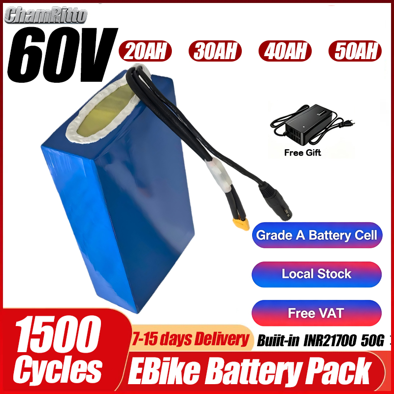 จักรยานไฟฟ้า 60V 1500W แบตเตอร - 60V 50Ah Electric Scooter Battery บทวิจารณ์และราคา